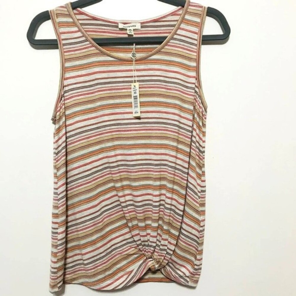 Max Studio Striped top women sleeveless Front twist Tank Top size XS